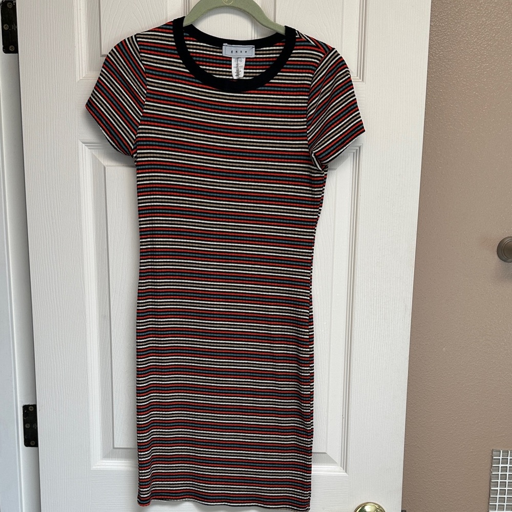 Gaze Black and Red Striped Mini Dress